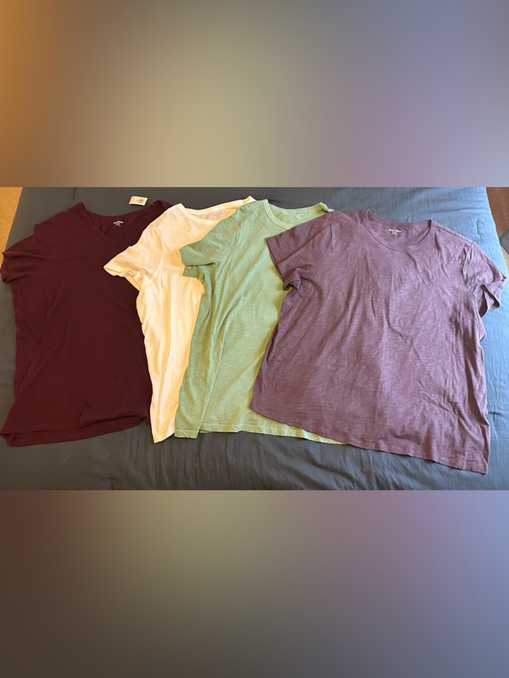 Everyday Cotton Tee 4 Shirt Bundle - White, Mint Green, Burgundy & Purple XXL